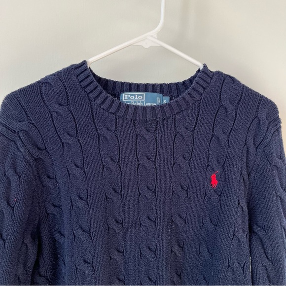 Polo Ralph Lauren Cable-Knit Cotton Jumper Sweater in Hunter Navy - Picture 8 of 12